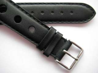 Black pinhole waterproof leather watch band *Swiss Quality*  
