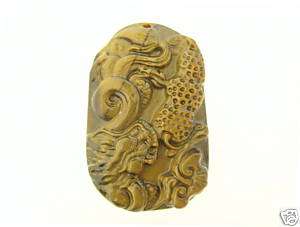Tiger Eye Stone Carving Pendant    Firedrake  