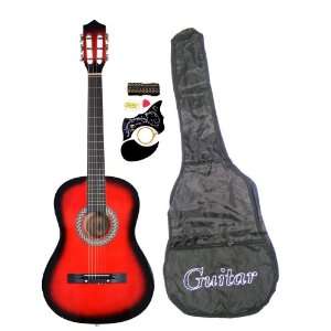  38 Inch Student Beginner Red Acoustic Guitar with 