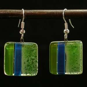  Blue Forrest Fused Glass Earrings   (Chile)