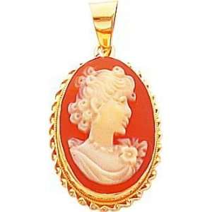  14K Yellow Gold Shell Cameo Pendant Necklace Jewelry E Jewelry