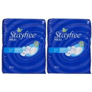 Stayfree Regular Maxi Pads with Wings 18 ct, 2 ct (Quantity of 3)