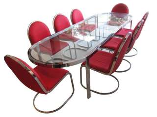 1970s Lrg Oval Table & 8 Chairs Attb to Nicos Zographos  