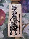 Rubber Stamp African Woman Traditional Wrap Dress Clay Water Pot Head 