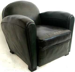 FRENCH ART DECO LEATHER CLUB CHAIRS GREEN LEATHER  