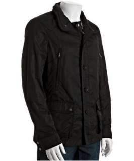Elie Tahari black sateen Robert Techno stowaway hooded jacket 