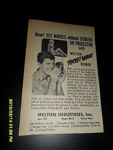 1952 MELTON INDUSTRIES POCKET MOVIE VIEWER RARE ADD  
