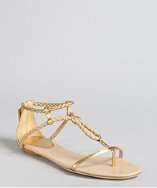Gucci gold and light powder braided leather flat sandals style 