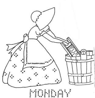 Embroidery Pattern Rare Days of the Week Sunbonnet s  