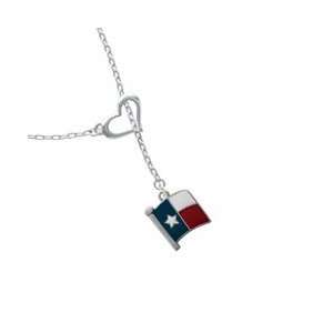  Texas Flag   Lone Star Heart Lariat Charm Necklace 