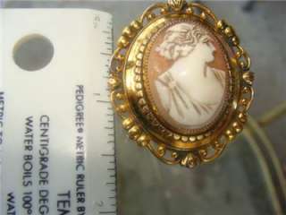 VTG ANTIQUE VICTORIAN CARVED SHELL CAMEO PIN BROOCH PENDANT JEWELRY 