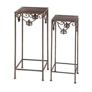    Set of Two Unique Metal Outdoor Plant Stands: Home & Kitchen