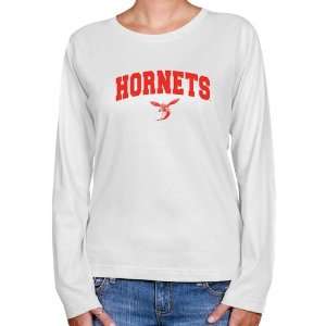  Delaware State Hornets Ladies White Logo Arch Long Sleeve 