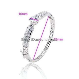   Jewelry 18k White Gold Filled Ladys 60*10MM Crystal Bracelet Bangle