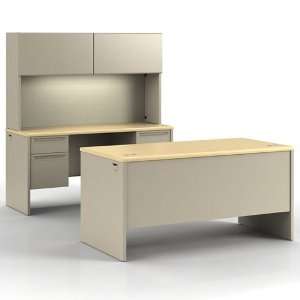   Desk & Credenza Set, Natural Maple Top, Zephr Celesti
