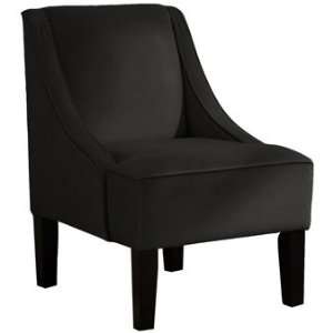 Skyline Furniture Upholstered Swoop Arm Chair in Velvet Black:  