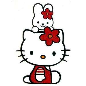 Hello Kitty w pet bunny rabbit like Miffy or Melody Iron On Transfer 