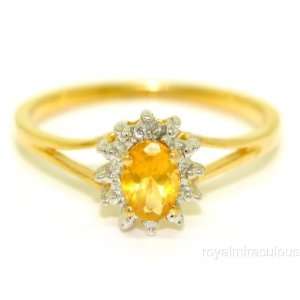  14K Gold Birthstone Ring Citrine & Diamond (November 