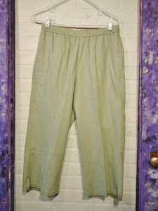   Green Linen Blend Capri Pants ~ SAG HARBOR PETITE ~ Size PM  
