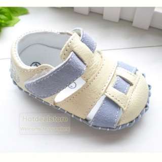   Boys Girls Blue & White Leather Shoes Sandals 3 18 month WN010B  
