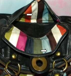 COACH LUCI Domed VACHETTA LEATHER LEGACY Stripe LG/XL Satchel Bag 