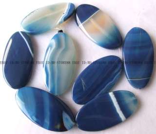 Blue Stripe Agate Flat Beads 25x50mm 16  