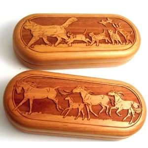  Laser Engraved wood cases (running horse, cats w/fly: Pet 