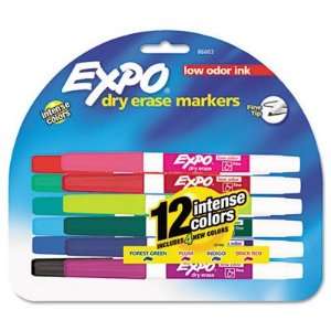  EXPO Low Odor Dry Erase Markers   Fine Point, Assorted, 12 