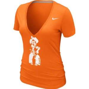   Womens Orange Nike Deep V neck Burnout T Shirt
