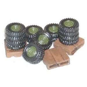  25mm WWII Tire Stacks with Pallets Miniature Terrain: Toys 