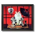 Sushi Cat Kitten # 2 Black Wall Picture Black Framed Art