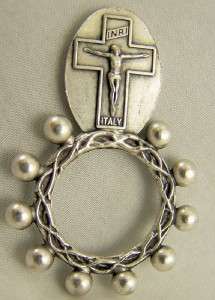 Divine Mercy Rosary Ring Cross Crucifix Silver Italy  