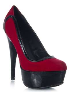 NEW QUPID Women Platform High Heel Stiletto Velvet Pump black sz Red 