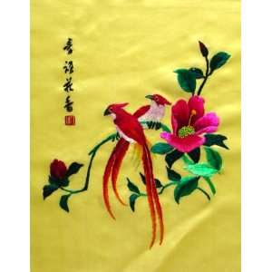    Beautiful Chinese Hand Silk Embroidery Flower Bird 