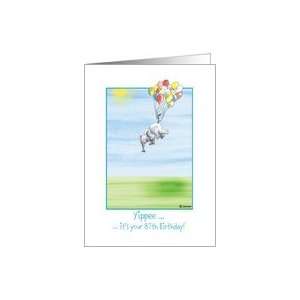   87th Birthday, cute Elephant flying with balloons Card Toys & Games