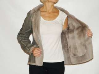 OSCAR DE LA RENTA Grey Fur Shearling Belted Jacket 10 NWT $3400  