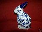 FLOW BLUE RABBIT   ELEGANT   HARD PASTE PORCELAIN  NEAT