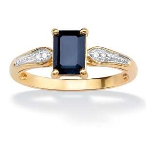   Gold Over Silver Sapphire and Diamond Accent Womens Ring Jewelry