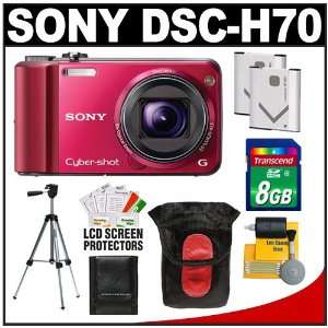  Sony Cyber Shot DSC H70 Digital Camera (Red) with 8GB Card 
