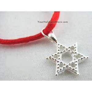  925 Silver Red String Kabbalah Bracelet with Star of David 