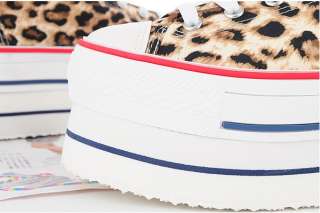 Women Canvas Platform Sneakers Leopard Brown US 6/7/8  