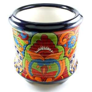  Mexican Talavera Garden Pot   Handpainted   7 1/2 