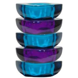  Glass Tealight Holders 5pc Set   Purple and Blue: Patio 