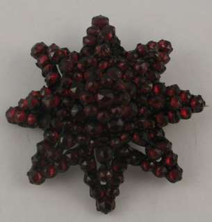 Victorian Antique Bohemian Czech Garnet Star Pin  