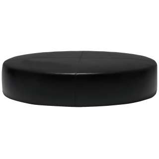 Contemporary Round Black Leather Ottoman   Circle Tosh Furniture 