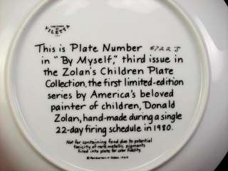 BY MYSELF Zolan Children Plate Limited Edition 1980  
