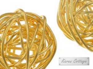 Karen Hill Tribe Silver  Gold vermeil Nesting Wire Ball Bead ,12mm 