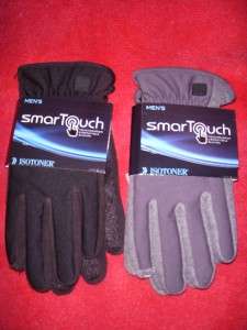 NWT MENS ISOTONER SMARTOUCH TOUCH SCREEN GLOVES L&XL  