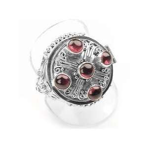   Silver Mystic Garnet Poison Locket Ring size 8.5(Size 6.5) Jewelry