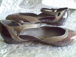 69 CUTE LAURA BRANDON SEQUIN FLATS LEATHER BROWN 7  